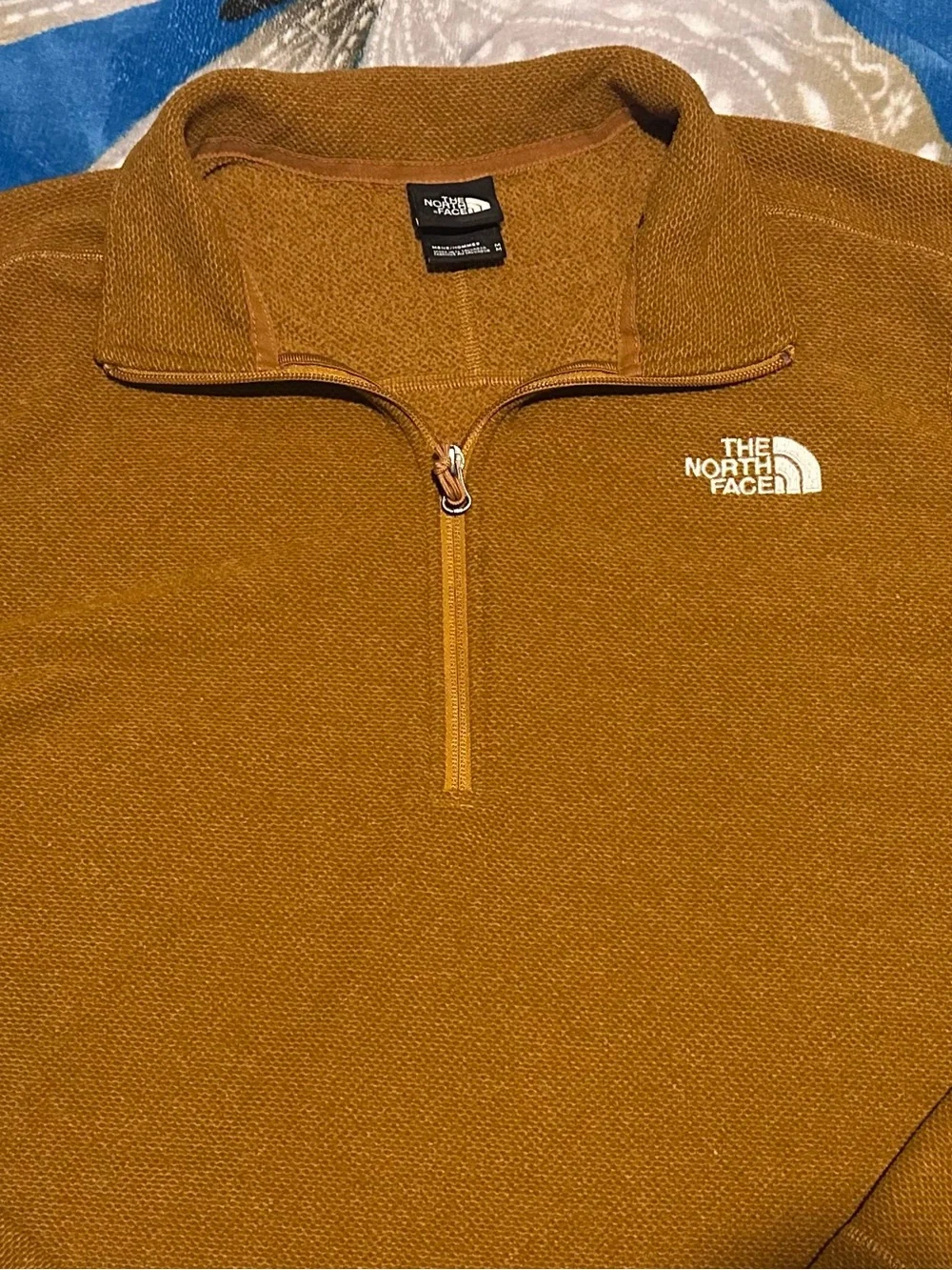 The North Face Men's Zip-Neck Sweater in Mustard Brown